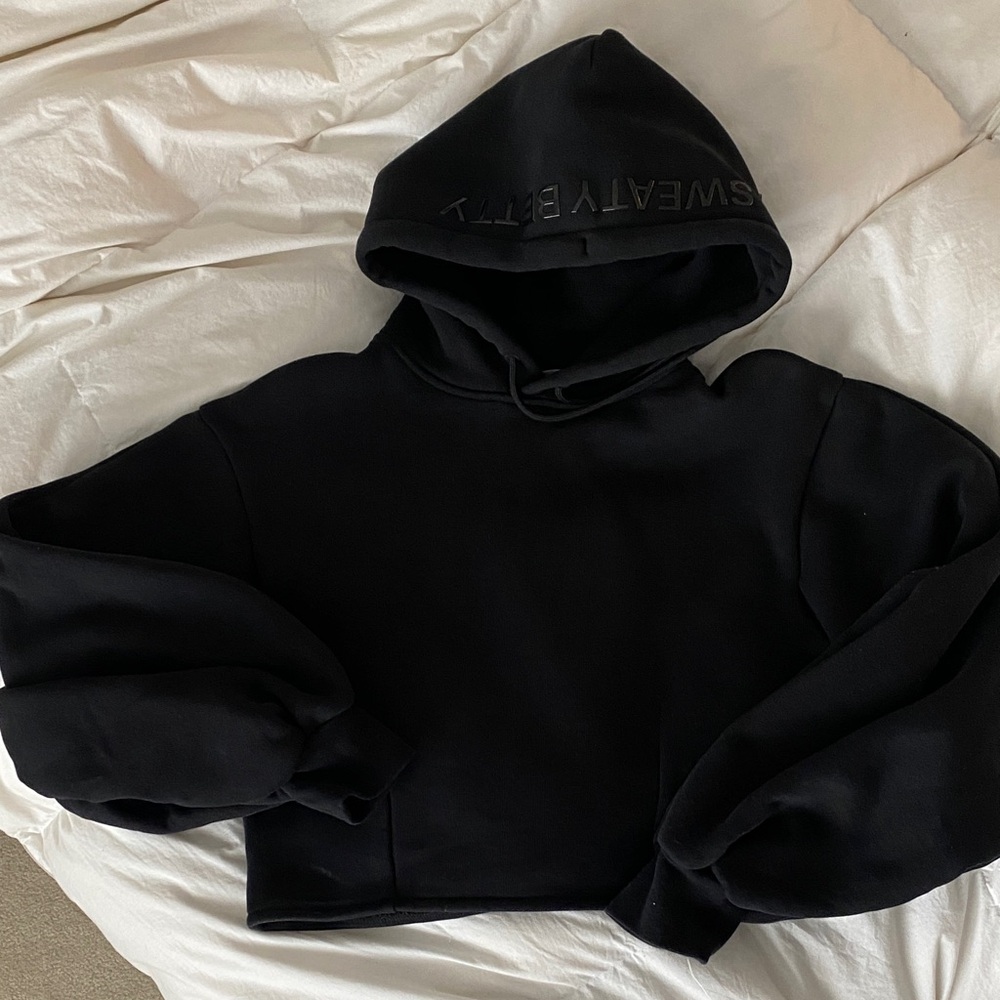 Black Cropped Hoodie Sweatshirts